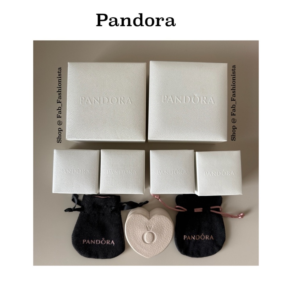 Pandora White Jewelry Boxes and Black Velvet Pouches
